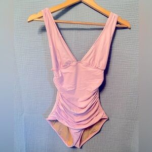 J.Crew swim bathing suit pink sz.s ruched pink halter one piece